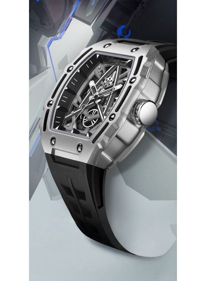 Mark Fairwhale Men's Tourbillon Automatic Mechanical Watch - Double Skeleton Dial, Water Resistant, Barrel-Shaped Case - Image 3